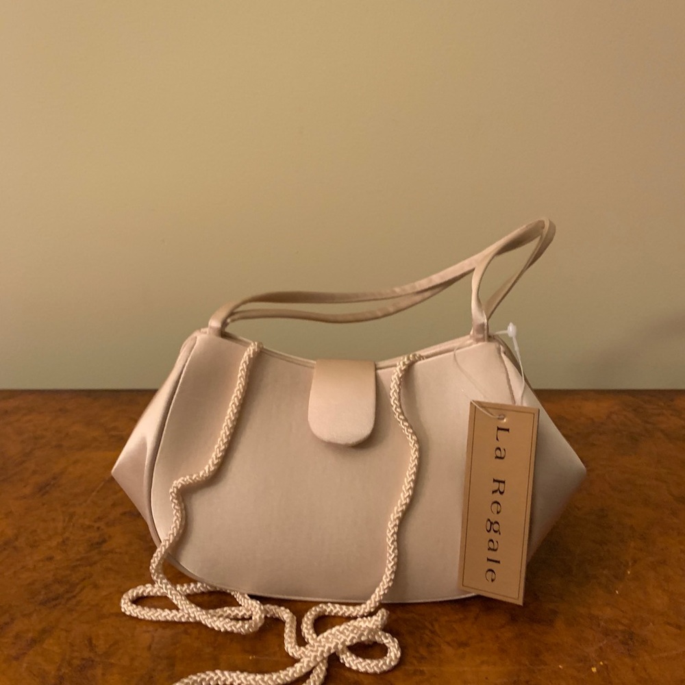 La Regale Champagne Satin Evening Bag